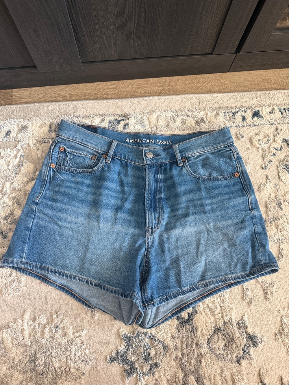 American Eagle Outfitters Vintage High-Rise Jean Shorts in Light Blue